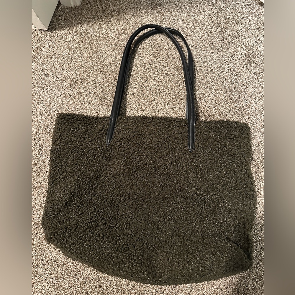 Zara Green Fleece Tote Bag